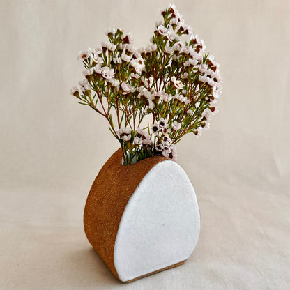 Terracotta & White Glazed Pebble Flower Vase - Mini