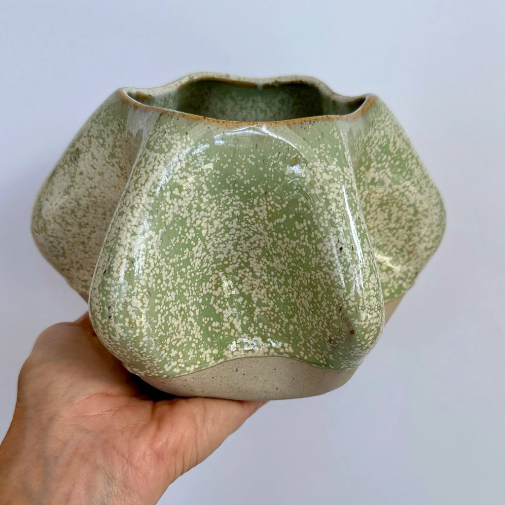 Pinched Sided Planter Pot - Mint Green