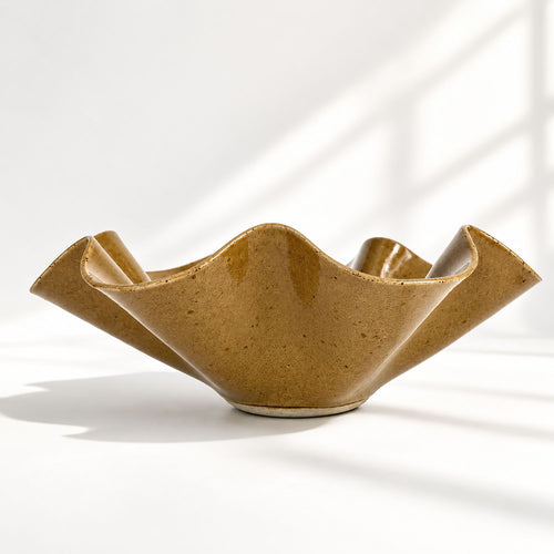Oversized Statement Wave Bowl - Caramel
