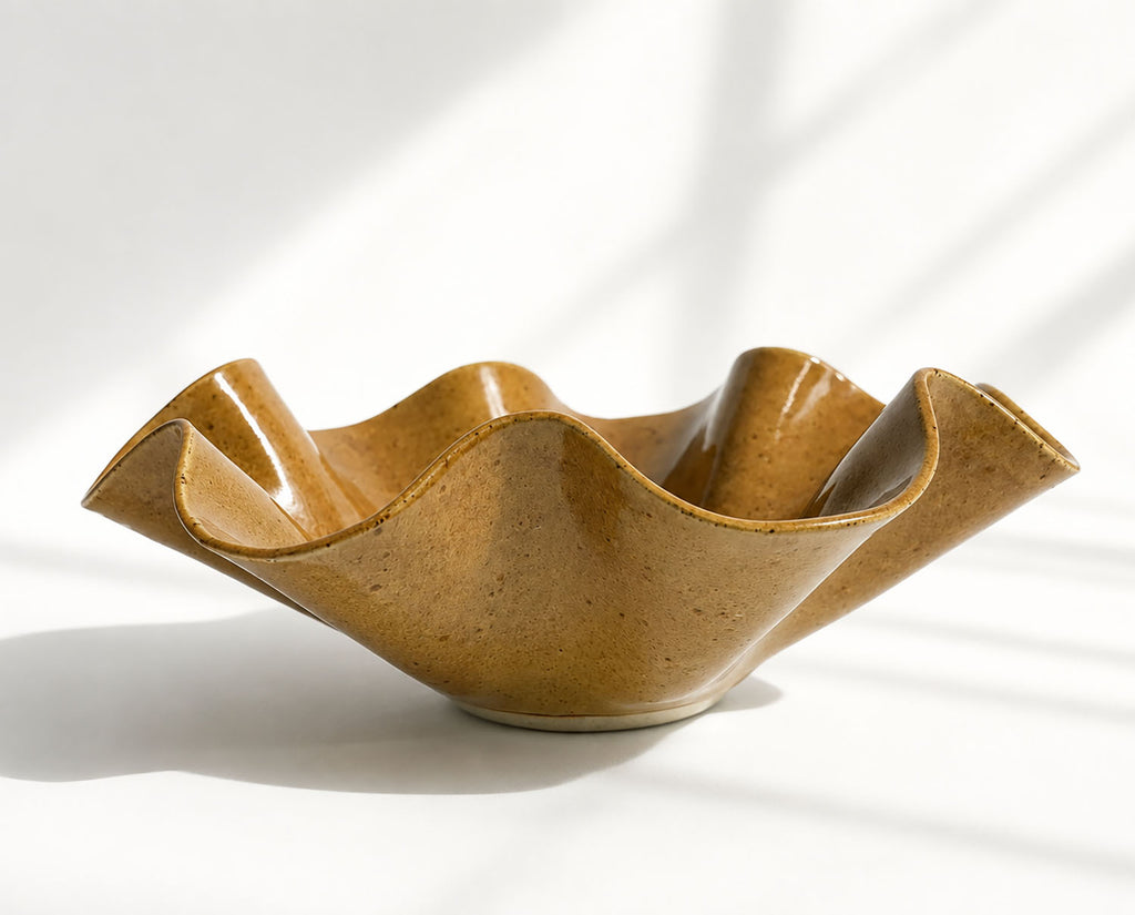 Oversized Statement Wave Bowl - Caramel