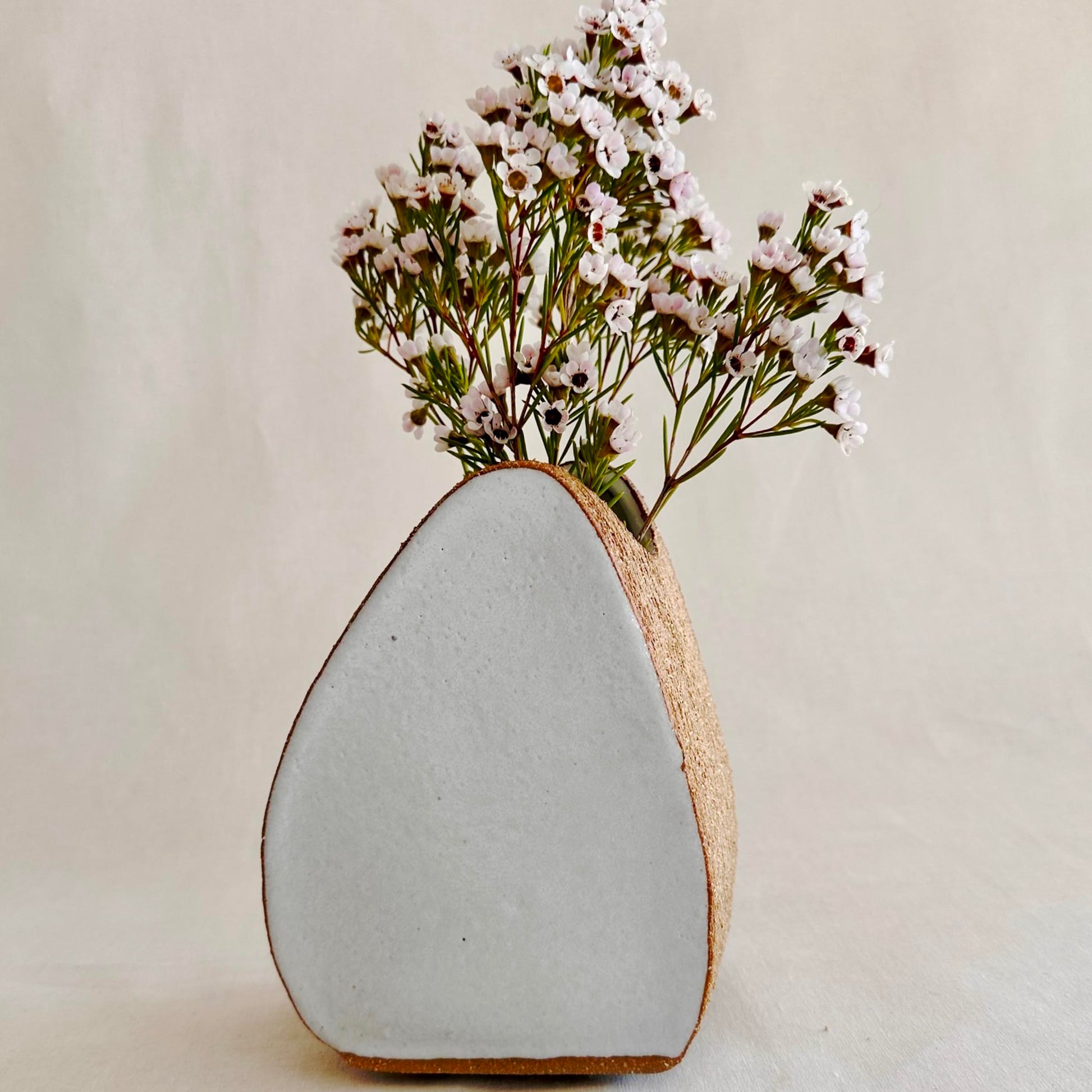 Pebble Flower Vase - Small Terracotta & White