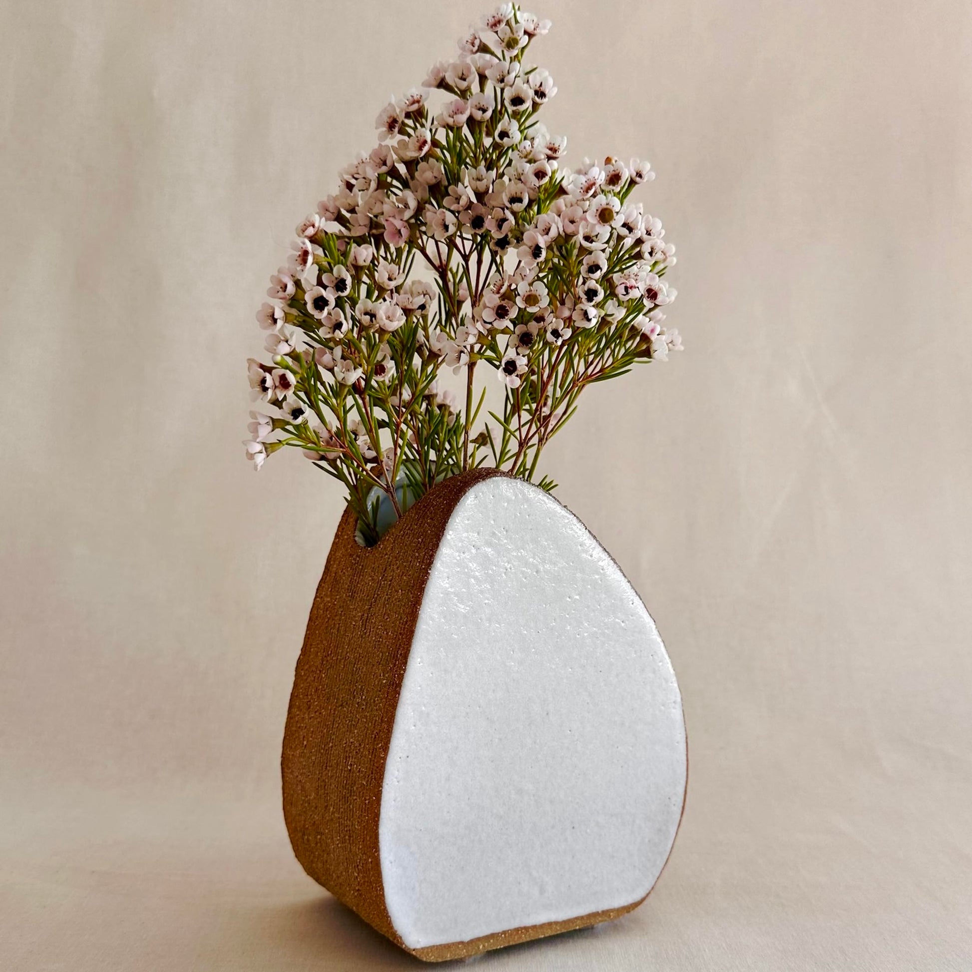 Pebble Flower Vase - Small Terracotta & White