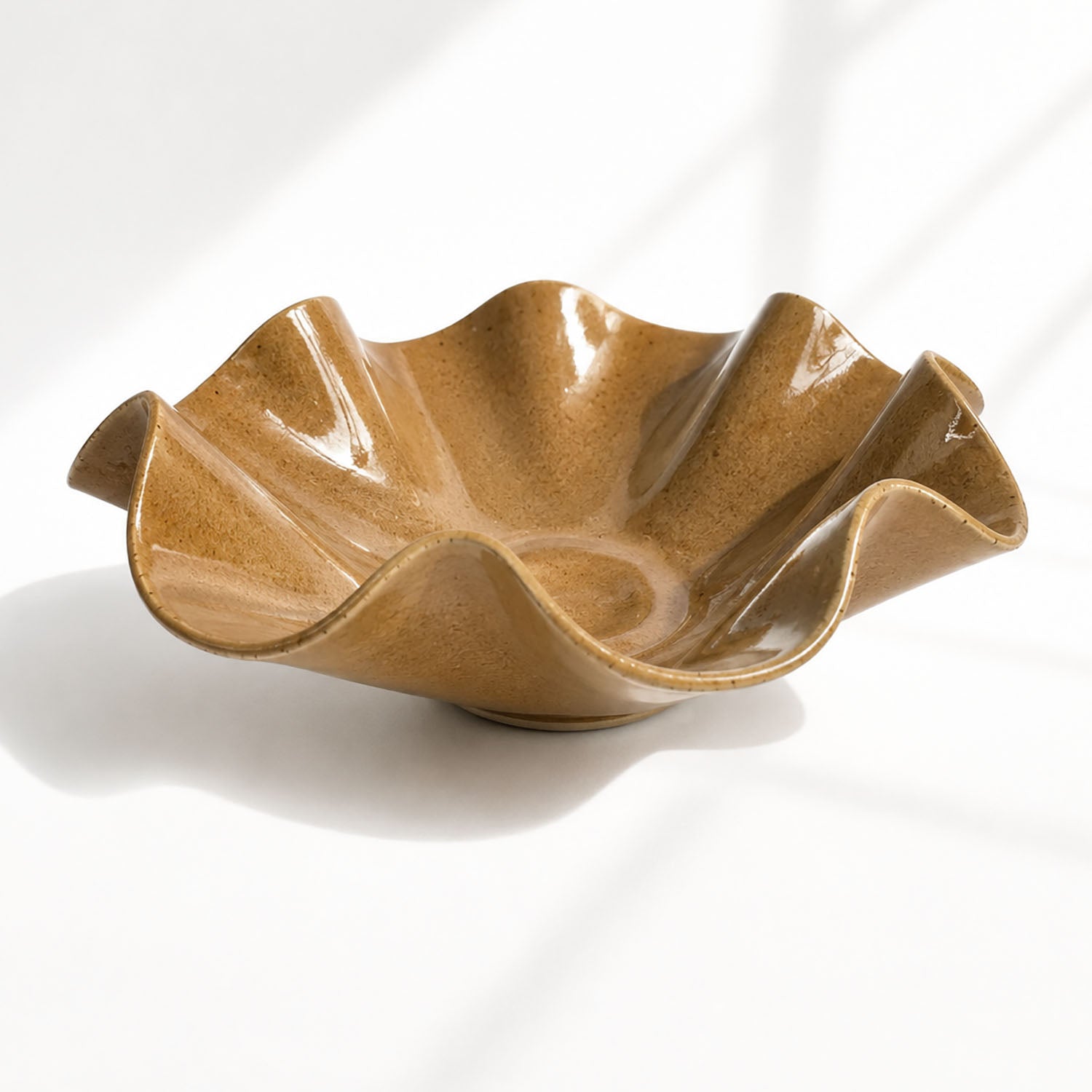 Oversized Statement Wave Bowl - Caramel