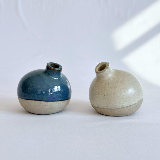 Turquoise & Beige Bud Flower Vases - Small