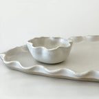 Avoca Wave Dip Bowl with Platter - White