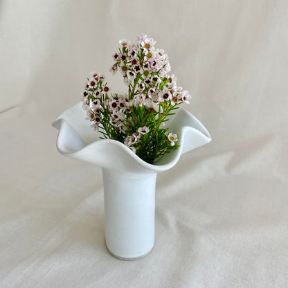 White Wave Pedestal Vase - Medium Size