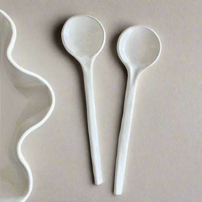 White Ceramic Serving Spoons