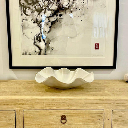 White Ceramic Wave Bowl - Large