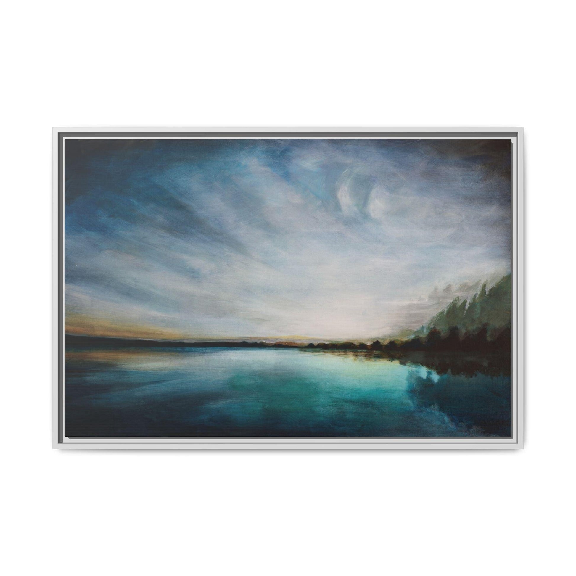 Framed Canvas Print - Sunset Lake Australia (Wall Art) - Polly Barton