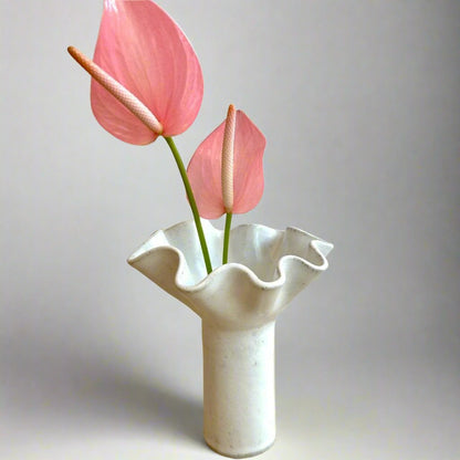 White Wave Pedestal Vase - Medium - Polly Barton