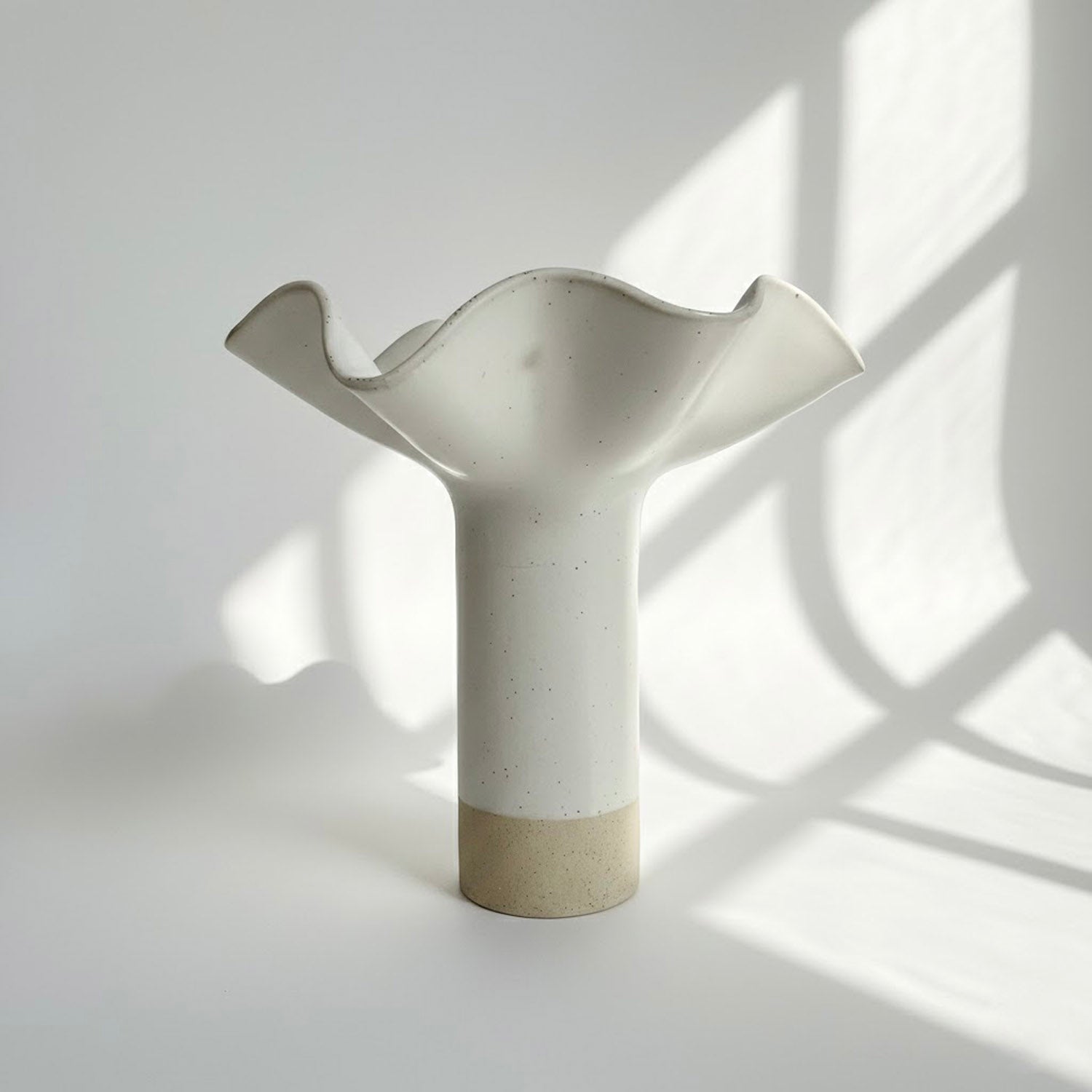 White Ruffle Pedestal Vase - Extra Large