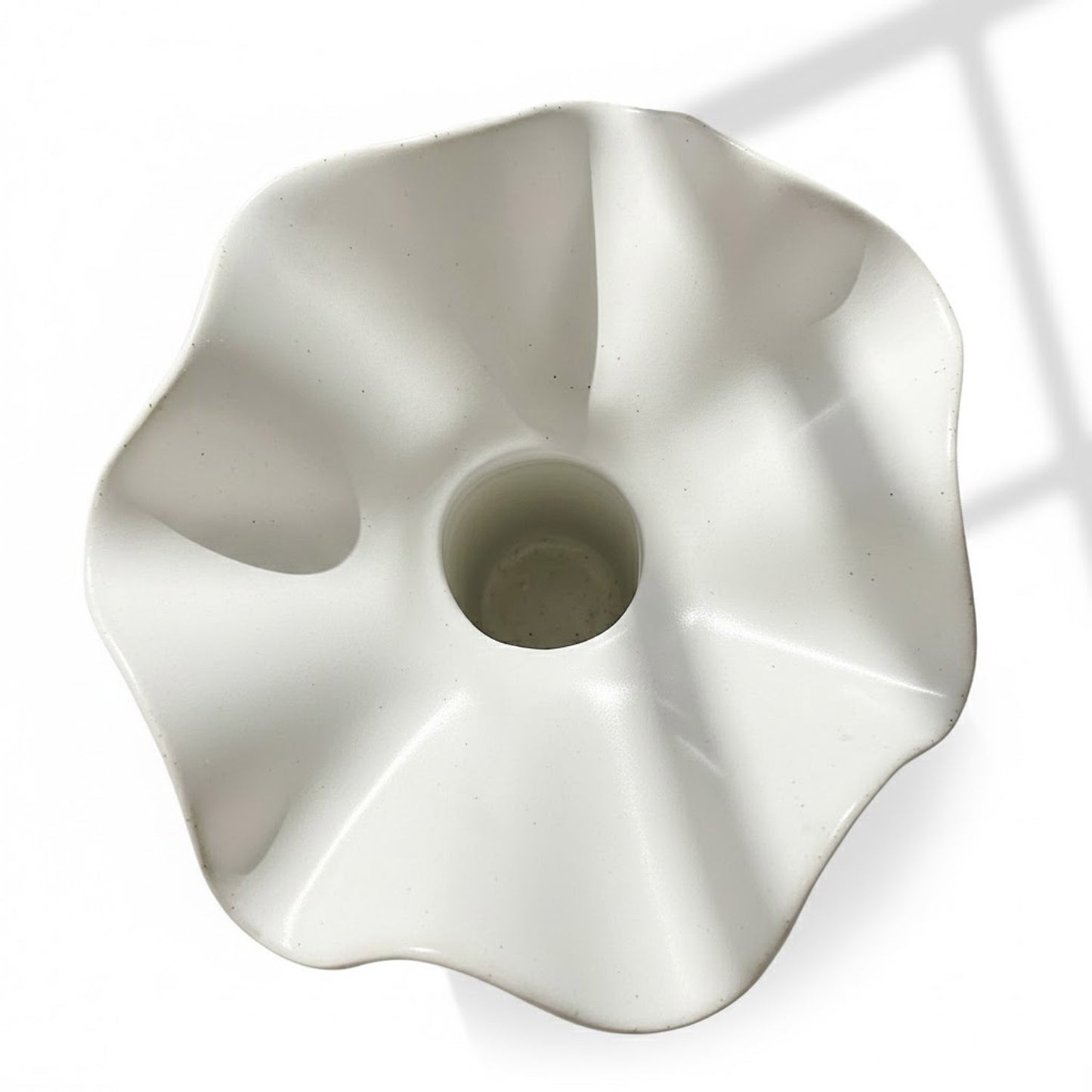 White Ruffle Pedestal Vase - Extra Large