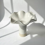 White Ruffle Pedestal Vase - Extra Large