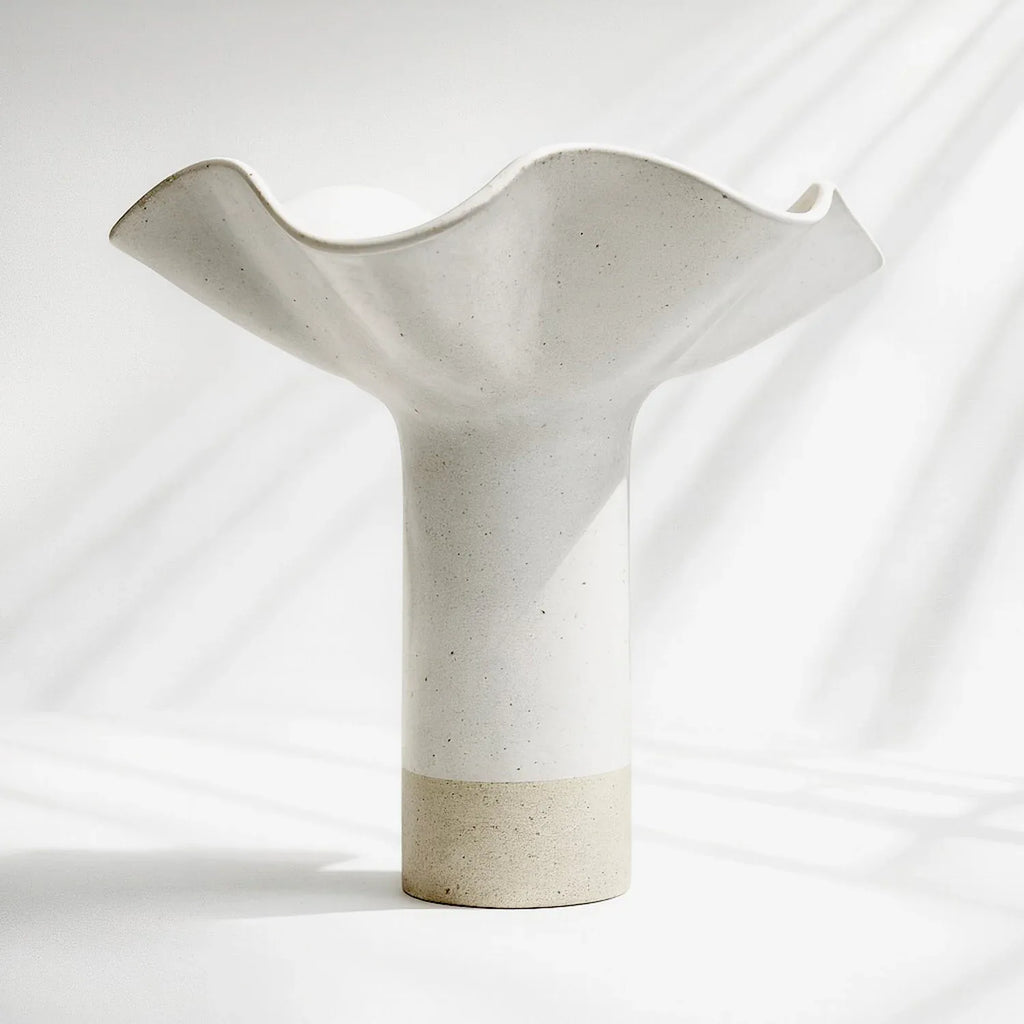 White Ruffle Pedestal Vase - Extra Large