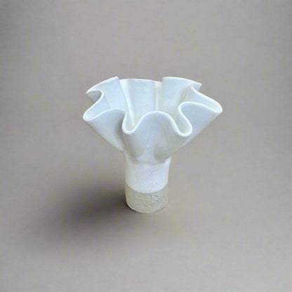 White Ruffle Pedestal Vase - Medium