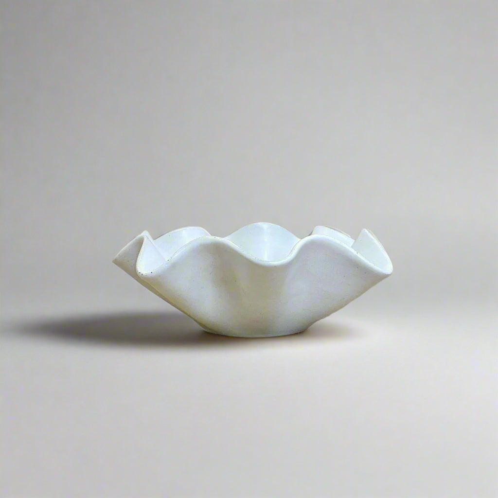 White Wave Ceramic Bowl - Medium