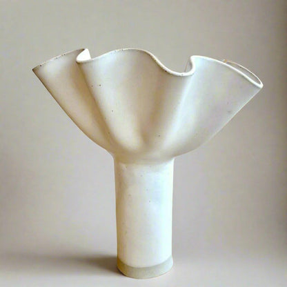 White Wave Pedestal Vase - Extra Large - Polly Barton