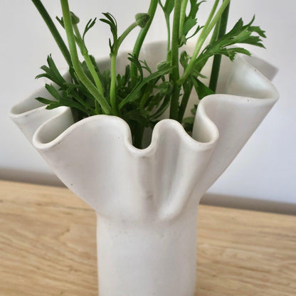 White Wave Pedestal Vase - Large - Polly Barton