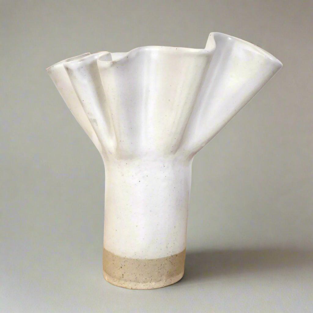 White Wave Pedestal Vase - Large - Polly Barton