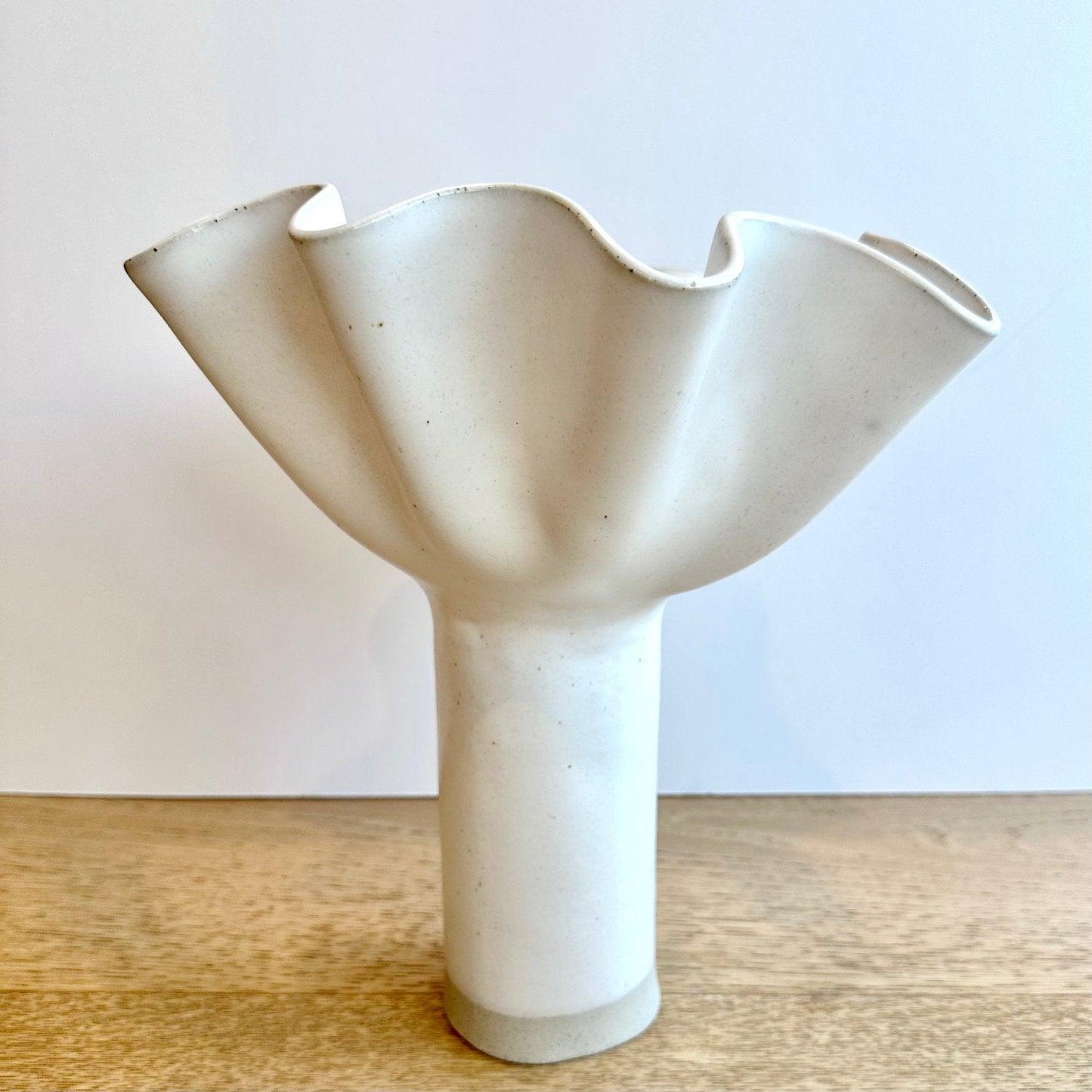 White Wave Pedestal Vase