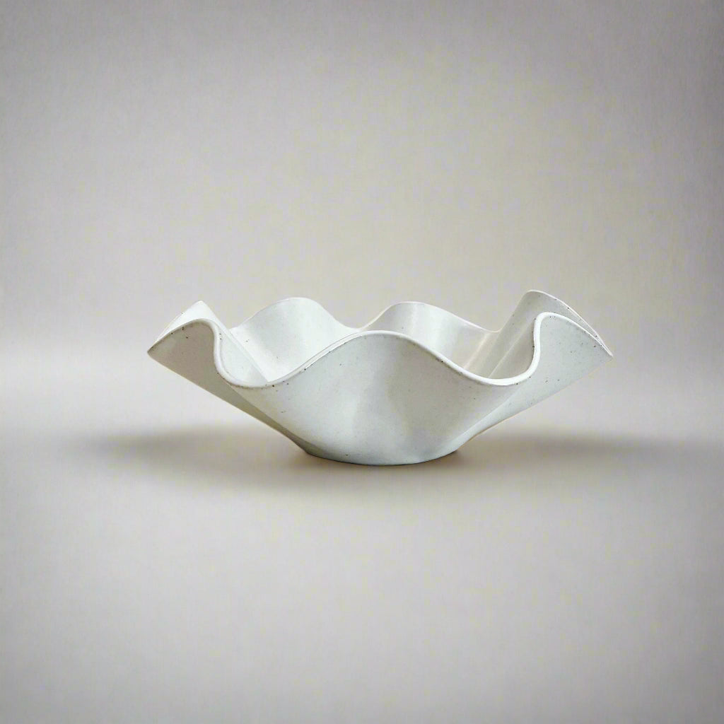 White Waved Bowl - 22cm diameter