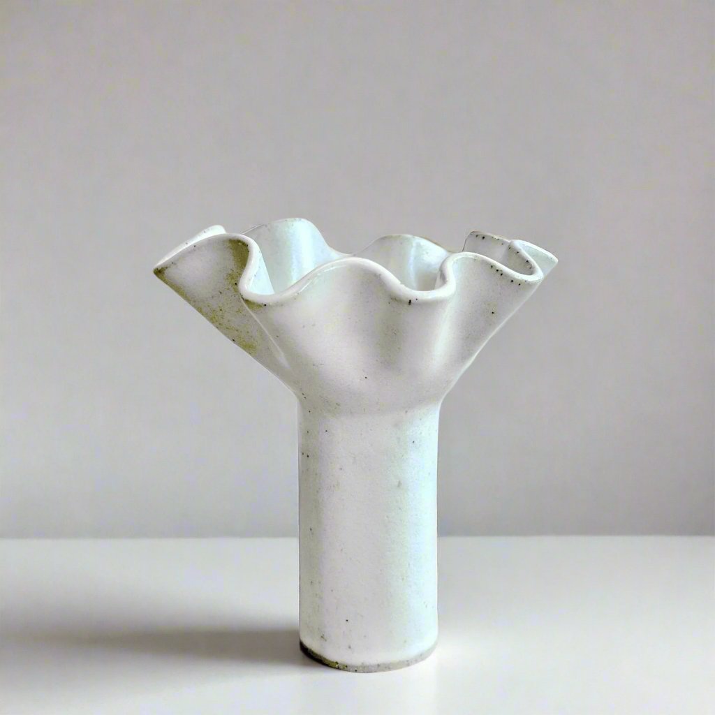 White Wavy Ceramic Vase