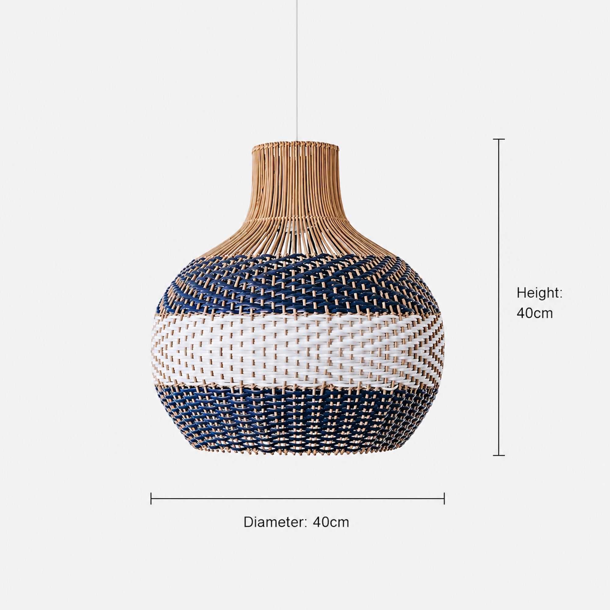Bondi Rattan Pendant Light - White & Blue