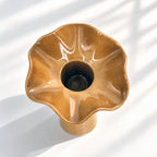 Wave Vase Wide Base - Chocolate, Melted Mint, Caramel Glazes