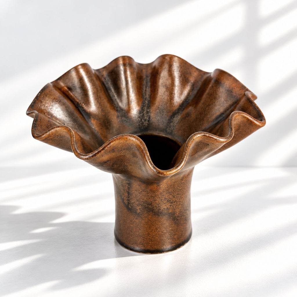 Chocolate Ruffle Vase - Medium Size