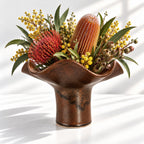 Wave Vase Wide Base - Chocolate, Melted Mint, Caramel Glazes