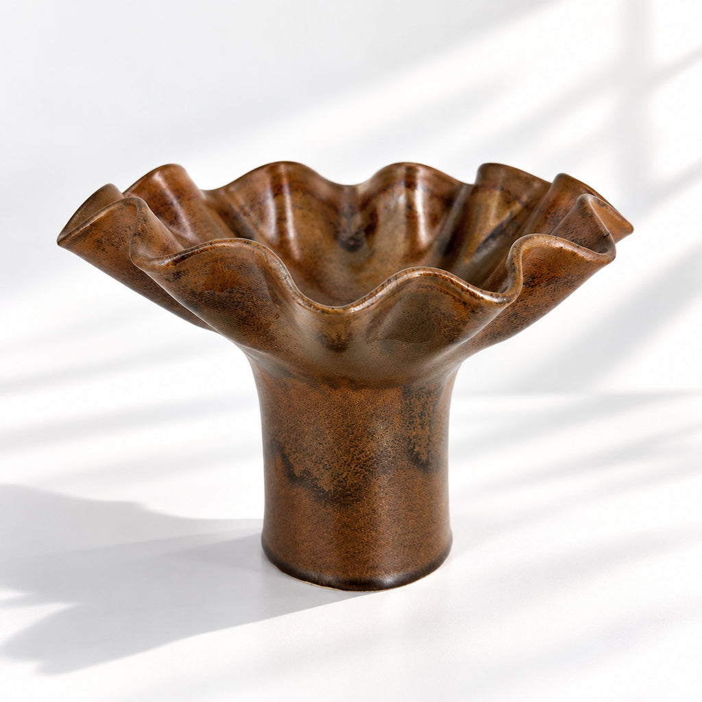Chocolate Ruffle Vase - Medium Size