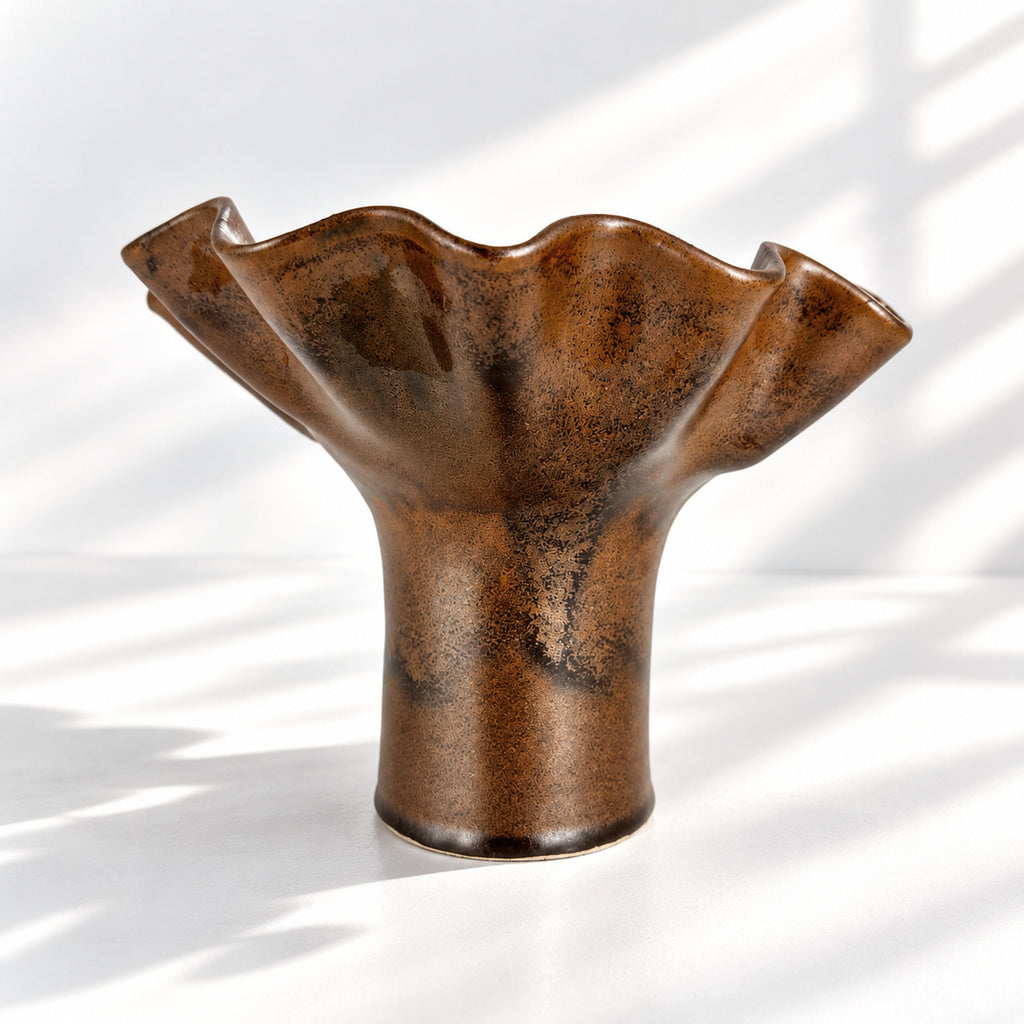 Chocolate Ruffle Vase - Medium Size