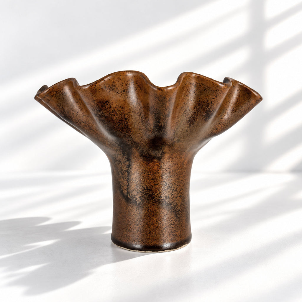 Chocolate Ruffle Vase - Medium Size