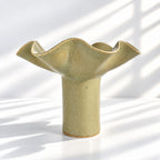 Wave Vase Wide Base - Chocolate, Melted Mint, Caramel Glazes