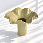 Wave Vase Wide Base - Chocolate, Melted Mint, Caramel Glazes