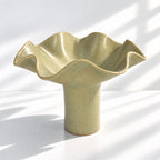 Wave Vase Wide Base - Chocolate, Melted Mint, Caramel Glazes