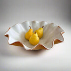 Large Ceramic Bowl - Raw Clay & White Glaze