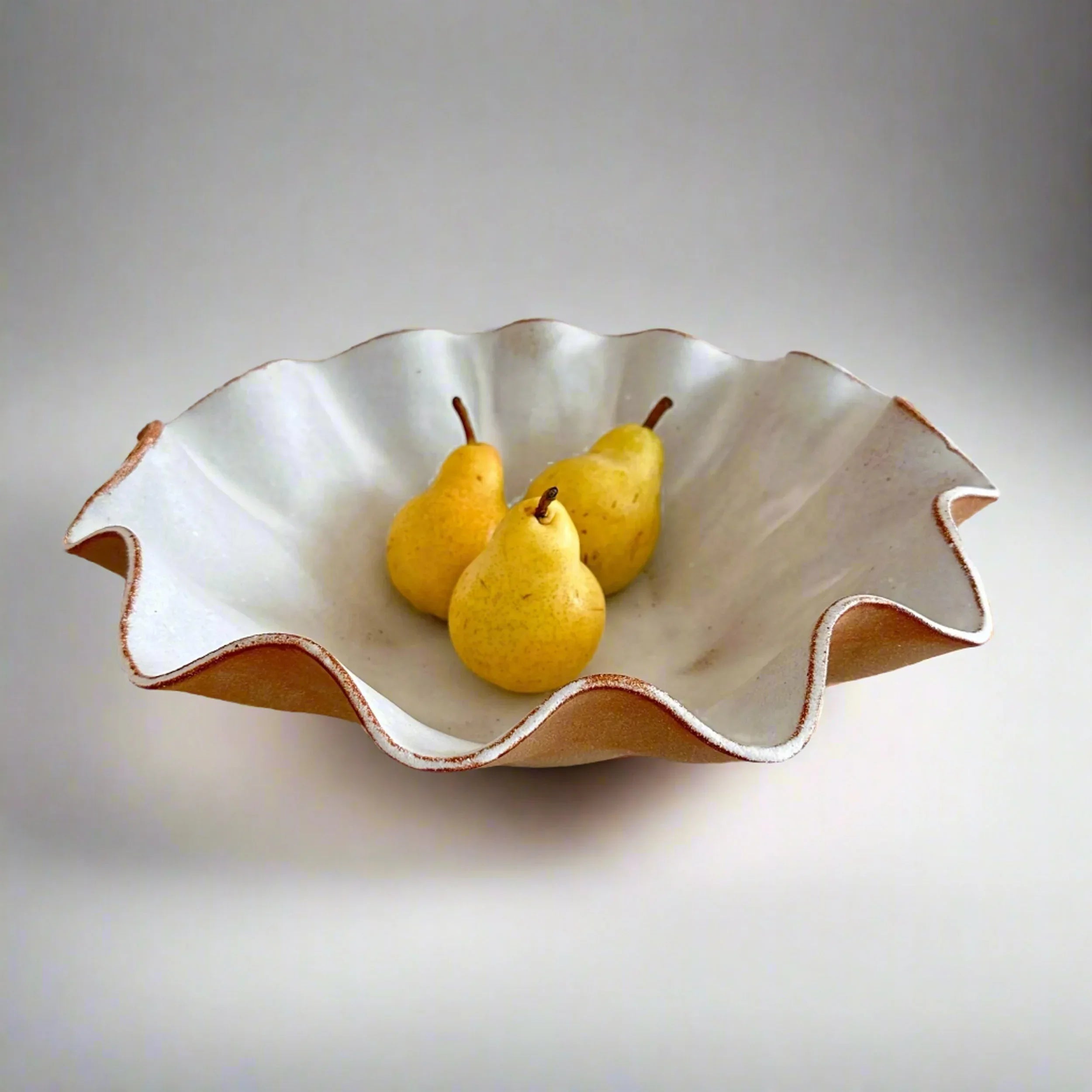 Large Ceramic Bowl - Raw Clay & White Glaze