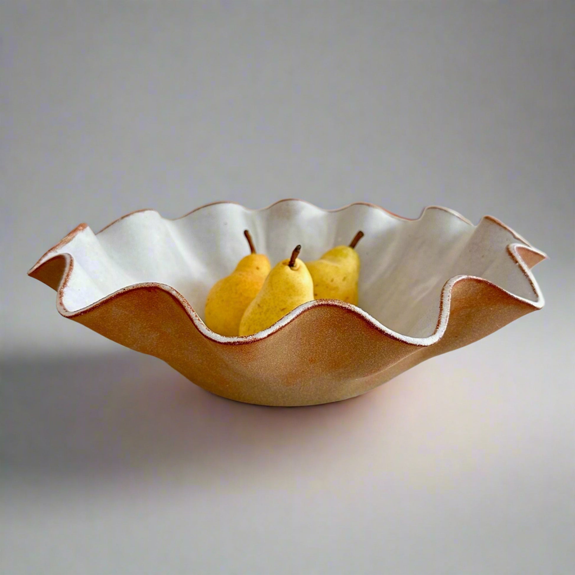 Bronte Large Ceramic Bowl - Raw Clay & Satin Glaze