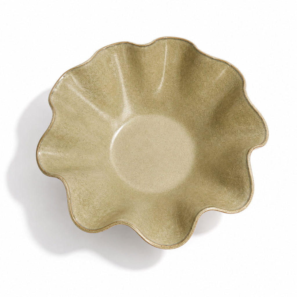 Large Handcrafted Wave Bowl in Melted Mint Glaze
