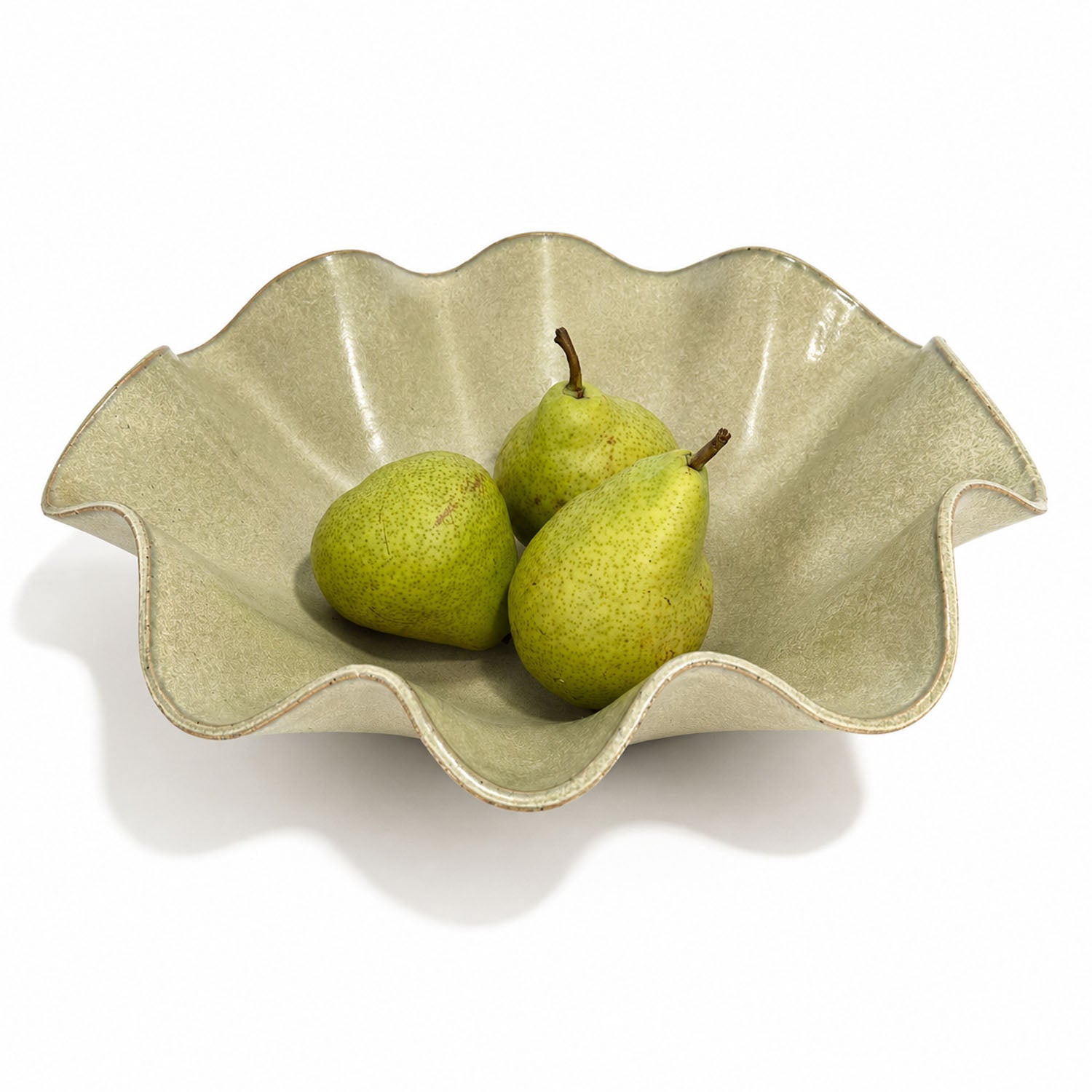 Large Handcrafted Wave Bowl in Melted Mint Glaze