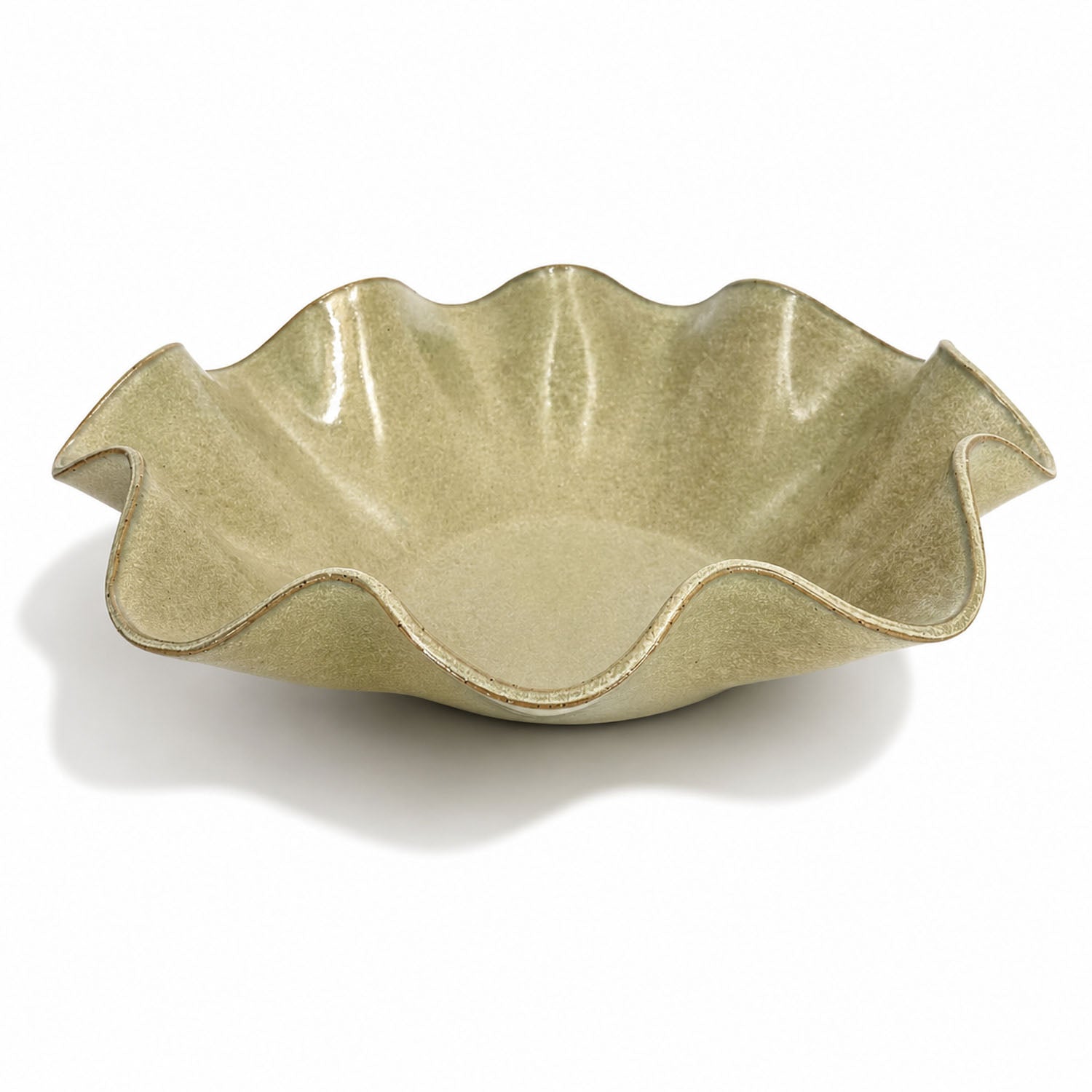 Large Handcrafted Wave Bowl in Melted Mint Glaze
