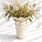 Tall Cylinder Petal Flower Vase - White