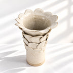 Tall Cylinder Petal Flower Vase - White