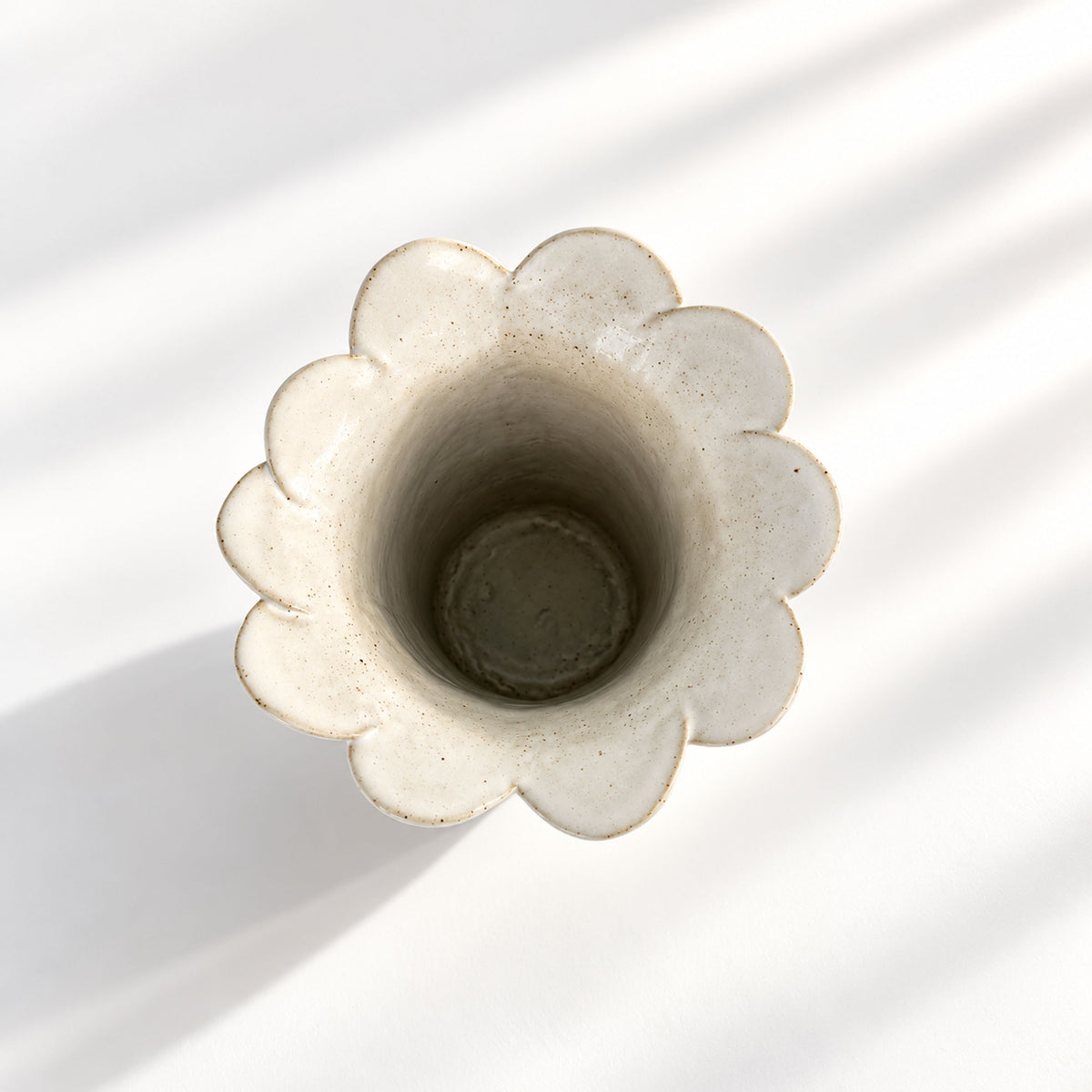 Tall Cylinder Petal Flower Vase - White