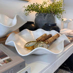 Large white wave bowl interior styling