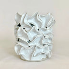 Large White Ruffe Vase - Hand-built