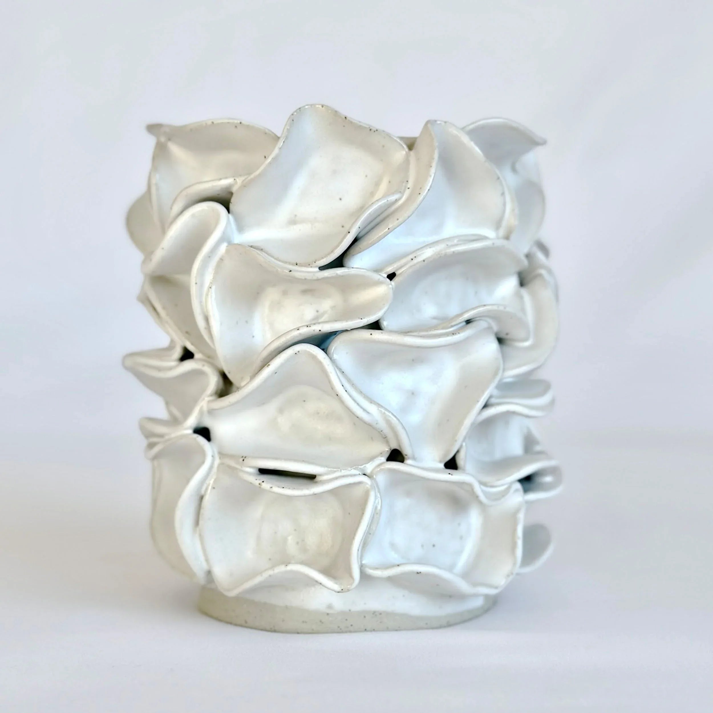 Large White Ruffed Vase - Hand-built