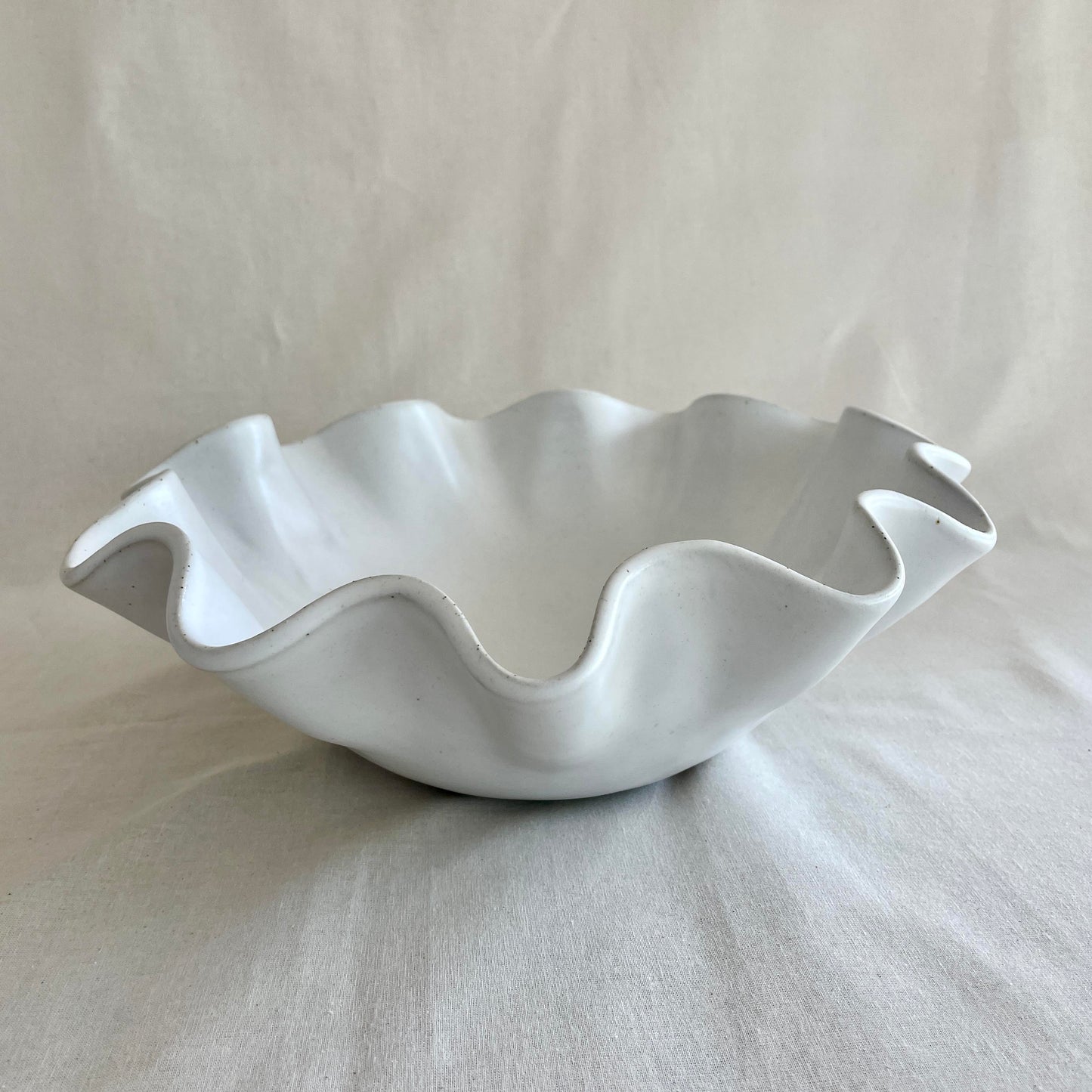 White Rippled Bowl - Large - Uniform Ripples