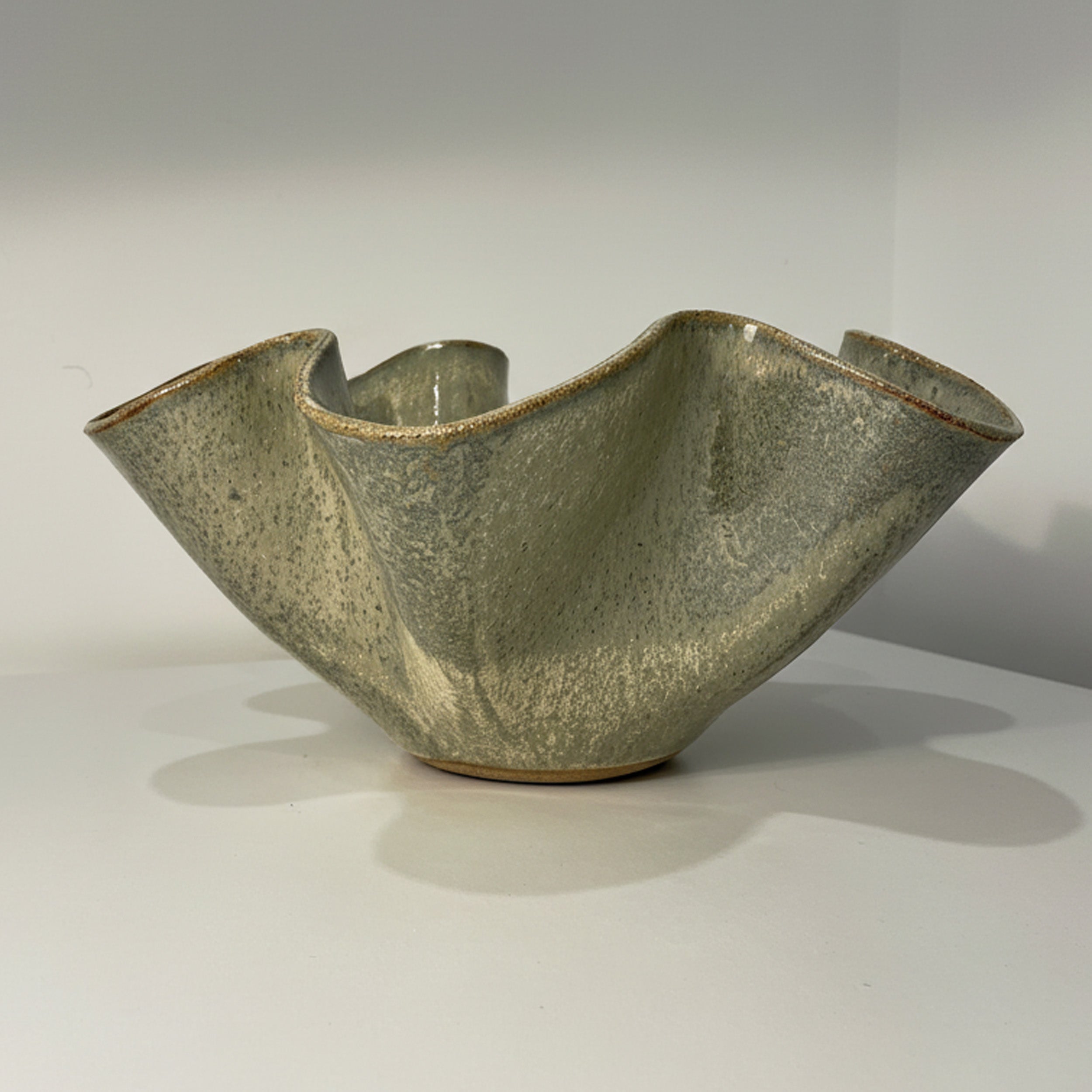 Oversized Wave Bowl in Melted Mint Glaze